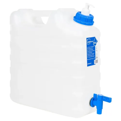 vidaXL Wasserbehälter mit Hahn & Seifenspender, 17 L - Wasserbehälter & -kanister für Camping und Outdoor-Aktivitäten, aus lebensmittelechtem Kunststoff, mit auslaufsicherem Hahn und integriertem Seifenspender für optimale Hygiene.