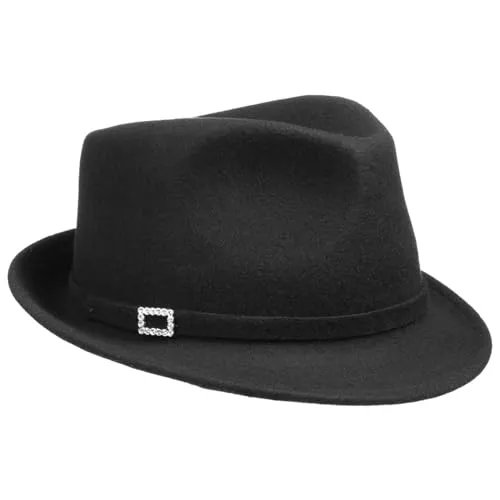 Lipodo Trilby Damentrilby - Made in Italy - Trilbies, edel mit Strassschnalle, aus leichtem Wollfilz für einen glamourösen Look auf jeder Party.