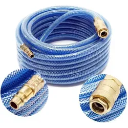 Wiltec PVC Druckluftschlauch 10 m bis max. 60 bar, Kompressorschlauch mit Schnellkupplung, Gewebeschlauch für alle gängigen Kompressoren, Luftschlauch