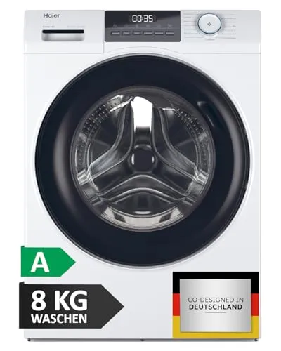 Haier Frontlader Waschmaschine 8kg I I-PRO SERIE 1 HW80-BP14929 I Washing Machine mit A-Effizienz, 1.400 U/Min. & sparsamem Inverter-Motor I Inkl. Refresh- sowie Expressprogramm und Mengenautomatik