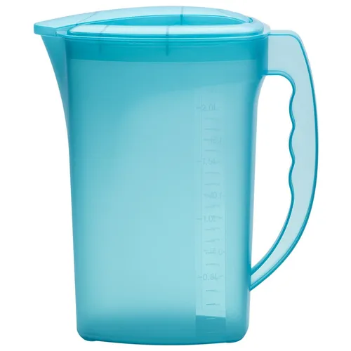 ENGELLAND Getränkekrug mit Deckel Kanne Eistee Behälter Wasser Saft 2L Uni Blau