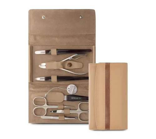 nippes Solingen Maniküre-Etui 7 tlg. – Hochwertiges Rindleder-Set - Nageletuis mit professionellen Maniküre-Instrumenten für perfekte Nagelpflege. Das handgefertigte Set bietet Qualität aus Solingen und ist ideal für Zuhause und unterwegs.