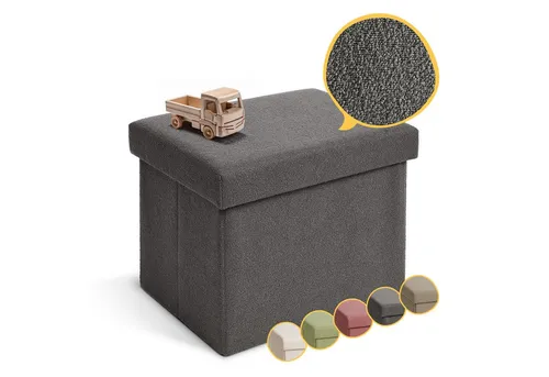 Laleni Sitztruhe Sitzbank mit Stauraum aus robustem Boucle-Stoff, Bequemer Hocker mit Stauraum - Aufbewahrungsboxen