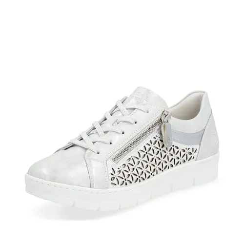 Remonte Damen Low-Top Sneaker D5830, Frauen Halbschuhe,lose Einlage,straßenschuhe,Strassenschuhe,Sportschuhe,Freizeitschuhe,Silber/Platin (91),41 EU
