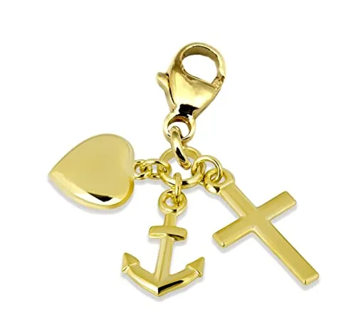 unbekannt Charm Einhänger Glaube Liebe Hoffnung 333 Gold poliert 8 Karat Gelbgold Anker Herz