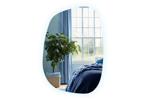 Tulup LED-Lichtspiegel Klecksform - Asymmetrisch & Ausgefallen - Stylischer LED-Lichtspiegel mit asymmetrischem Design (49 cm x 34 cm) für modernes Ambiente. Integrierte Beleuchtung sorgt für optimale Lichtverhältnisse im Raum.