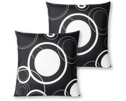 Arsvita Kissenbezüge 40x40 cm mit grafischem Kreismuster, (2 Stück), beidseitig bedruckt, mit Reißverschluss, optional mit Innenkissen