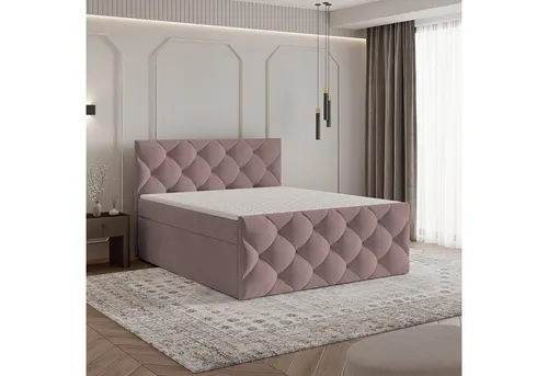 Masseno Boxspringbett ROVARI 160x200 cm in pink von Masseno