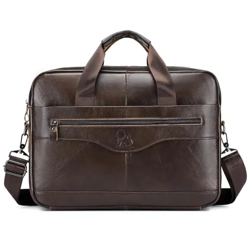 Leder Business Messenger Bag Aktentasche Handtasche für Männer Tragen Sie alle Laptop-Schutz für 14-Zoll-Computer Crossbody Shoulder Pack Pouch Kaffee