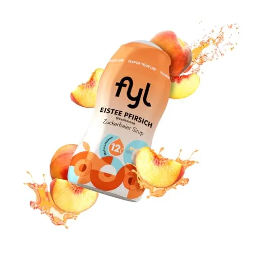 fyl Zuckerfreier Sirup - Eistee Pfirsich Geschmack, 48ml Getränkesirup für 12L Fertiggetränk – enthält Vitamin-B-Komplex perfekter Durstlöscher für zu Hause und Unterwegs