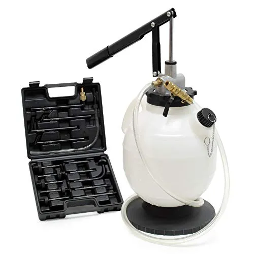 Wiltec Getriebeöl Einfüllgerät 7 L mit Handpumpe - Flüssigkeitsextraktoren – Mit 15 ATF-Adaptern für umfassende Kompatibilität, ideal für Ölwechsel bei modernen Getrieben vieler Marken.