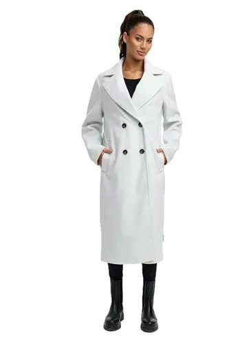 Navahoo Damen lange Übergangsjacke Mantel in Woll-Optik mit Reverskragen Sternlein 14 Ice Blue Gr. M