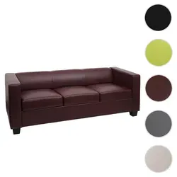 3er Sofa Couch Loungesofa Lille - Kunstleder in Rot-Braun - Sofa in modernem Lounge-Stil, hohe Standfestigkeit und bequeme Polsterung für entspanntes Wohnen. Ideal für jedes Ambiente, nachhaltig produziert und BSCI-geprüft.