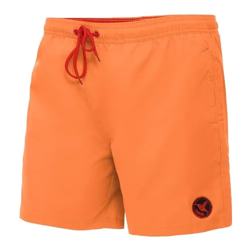 Ladeheid Badehose Herren Bequeme Badeshorts Lang mit Seitentaschen und Schnürchen, Badeshorts Herren mit Netzfütterung – Perfekt für Sommer, Strand und Schwimmbad – LA40-128 (Orange, M)