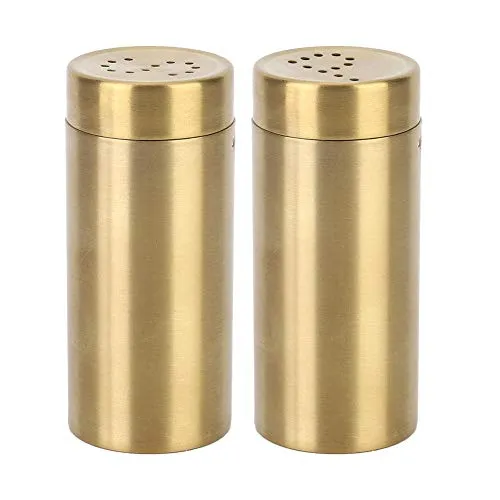 Nikou Pfefferstreuer, 2 Stück Gewürzglas Edelstahl Gewürz Salz- und Pfefferstreuer Set Gewürzglas Flasche für Salzzucker Haushaltsküche, Gewürzdosen Aufbewahrung (Gold)