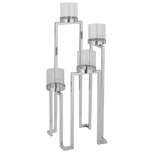 Fink Edelstahl Teelichtständer mit 4 Glaszylindern von Fink