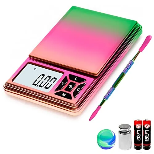 GRAM PRES Digitale Taschenwaage 300g/0,01g Genauigkeit | kleine Schmuckmünzen-Pulverwaage Digital Gramm und Oz mit 50g Cal Gewichten, digitale Grammwaage
