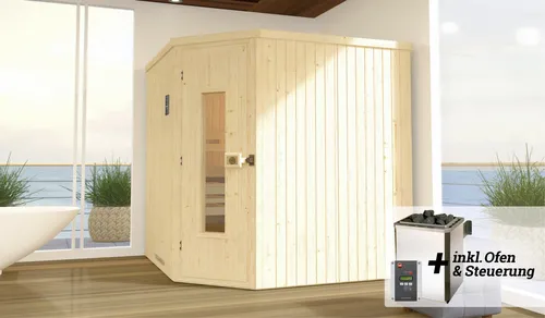Weka Sauna Varberg 7,5 kW OS Gr.3 Holztür - Hochwertige Sauna mit 7,5 kW, ideal für Entspannung und Wellness zu Hause, hergestellt von Weka.