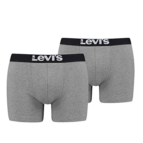 Levi's Herren Solid Basic Boxer Briefs 2er Pack - Middle Grey mélange - Herren-Boxershorts im 2er Pack von Levi's, aus elastischer Baumwollmischung für hervorragenden Sitz und Komfort. Ideal für jeden Anlass - Sport, Business oder Freizeit.
