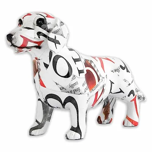 MONKIMAU Dackel Figur mit Zeitungs-Motiv - Deko Figur, Statue Skulptur Zuhause Wohnzimmer Flur
