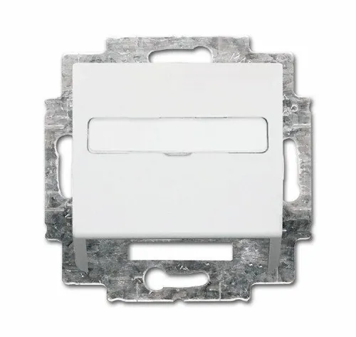 Busch-Jaeger 1758-914 Zentralscheibe für Kommunikations-Steckverbinder, mit Tragring, mit Beschriftungsfeld, alpinweiß glänzend, Busch-balance SI