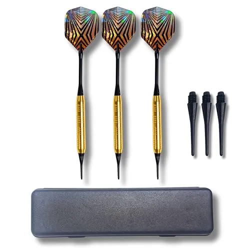 BEST SPORTING Dartpfeile Kunststoffspitze Fortune Softdarts 16g | 3 Dartpfeile mit Kunststoffspitze, Messing-Schaft, Ersatzspitzen und Etui | Dartpfeile für elektronische Dartscheibe | Dart Zubehör