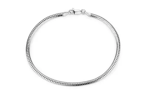 Materia 925 Silber Armband Schlangenkette - Edles Beads Armband mit Karabiner - Armbänder für Damen: Stilvolles 3mm Beads Armband aus anlaufgeschütztem 925 Sterling Silber, perfekt für individuelle Gestaltung mit Beads und geliefert in einer eleganten Schmuckbox.