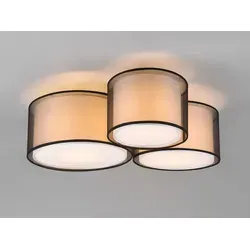 Moderne LED Deckenleuchte mit 3 Stoffschirmen in Weiß & Schwarz - Stylische Deckenlampe mit 3 E27 Fassungen, inklusive dimmbarer LED-Leuchtmittel, ideal für ein gemütliches Ambiente in Ihrem Wohnraum.
