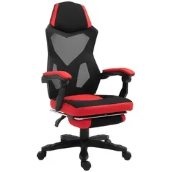 Vinsetto Ergonomischer Bürostuhl mit Fußstütze - Ergonomischer Bürostuhl für Komfort während langer Arbeitsstunden, mit verstellbarem Rückenwinkel und einziehbarer Fußstütze. Ideal für Home Office und Gaming.