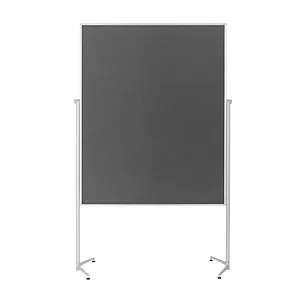 magnetoplan Moderationswand 120 x 150 cm dunkelgrau - Moderationswand mit mobil einsetzbaren Rollen für flexibles Präsentieren, beidseitig pinnbare Filzoberfläche und einklappbare Standfüße – ideal für Konferenzräume.