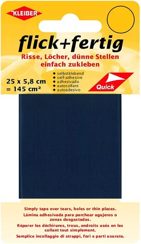 KLEIBER Reparatur-Set Flick + Fertig dunkelblau - Selbstklebendes Reparatur-Set in Dunkelblau, ideal für schnelle und unkomplizierte Reparaturen von Textilien und mehr.