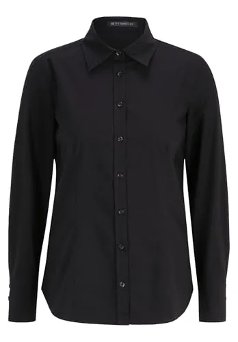 Betty Barclay Damen Hemdbluse Schwarz - Modische Bluse in lässigem Schnitt, ideal für den Alltag. Hergestellt aus 70% Baumwolle für hohen Tragekomfort, pflegeleicht bei 30°C Schonwäsche.