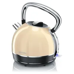 Arendo Wasserkocher Retro Design 2200 Watt - Wasserkocher im eleganten Retro-Edelstahl-Design mit 1,7 Liter Volumen, automatischer Abschaltung und integriertem Kalkfilter für reinen Wassergenuss.