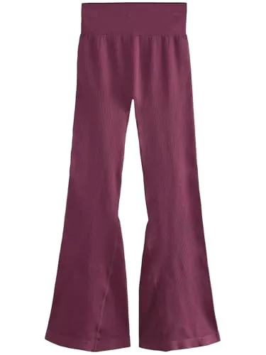 NEXT Damen Standard Gerippte ausgestellte Leggings Burgundy Large