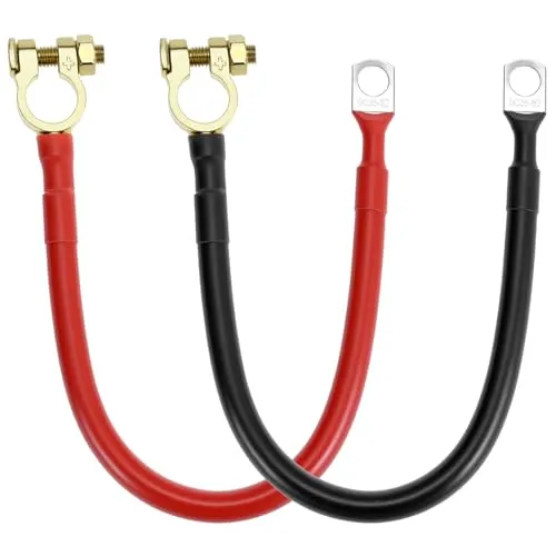 QWORK® 2 Stück 3AWG 30 cm Batteriekabelmit M10-Ringkabelschuhen, 12 V–24 V, max. 125 A, für Auto, Motorrad, LKW, Wohnmobil, Boot