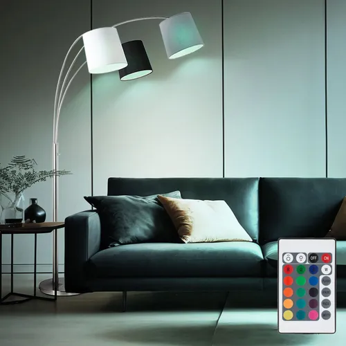 Dimmbare LED Stehlampe mit Fernbedienung – 3-flammige Bogenlampe für Wohnzimmer