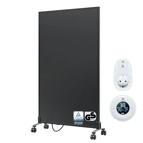 BR Bringer Infrarotheizung Standgerät 700W - Mobile Elektroheizung mit Thermostat & Fernbedienung (schwarz) - Effiziente Infrarotheizung für schnelle Wärmeverteilung. Mit praktischen Standfüßen und Rollen ist sie mobil einsetzbar. Ideal für jeden Raum, sicher dank Überhitzungsschutz.