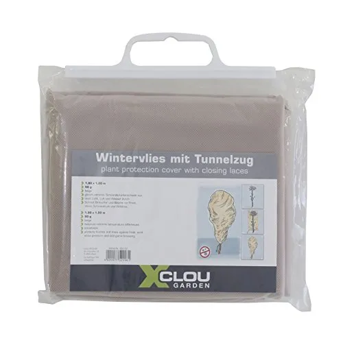 Xclou Wintervlies mit Tunnelzug, ca. 1,8 x 1,2 m, Pflanzenschutz mit ca. 50g /m², beige