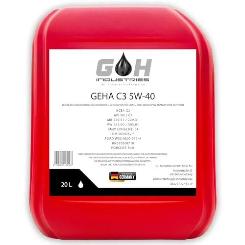 L GEHA C3 5W-40 VW 505.00 | VW 505.01 | MB229.51 | MB 229.31 | BMW-LL-04 | GM Dexos 2 | WSS-M2C-917-A | RN0700 | RN0710 | Motoröl | Ölwechsel | 5W40 20
