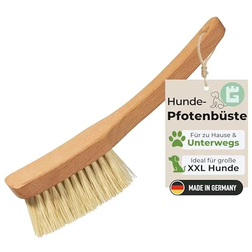 Grünschloss Pfotenbürste Hund XXL Haustier Pfotenreiniger für Hunde groß (Made in Germany) Hundepfoten Reiniger Bürste Holz aus Buche (3,5cm extra lange Borsten)