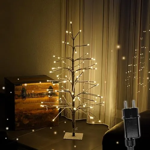 HiLight LED Weihnachtsbaum 80 cm braun - Künstliche Weihnachtsbäume mit 88 warmweißen LEDs, ideal für Innen- und Außenbereich, energiesparend und biegsame Äste für individuelle Gestaltung.