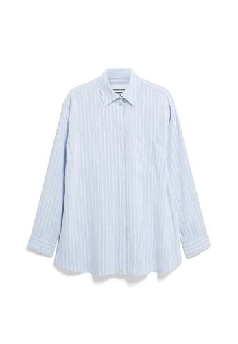 ARMEDANGELS Damen Bluse MAALGAA LINO in Silky Blue-Morning Sky - Stylische Bluse aus einem hochwertigen Leinen-Mix, ideal für den Alltag. Mit einem lässigen Loose Fit sorgt sie für angenehmen Tragekomfort. Perfekt für jeden Anlass.