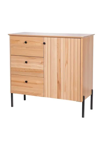 ERST-HOLZ Sideboard Moderner Schrank Kommode Sideboard 3 Schubladen und Tür, 90.51-15 Kommode Sideboard 3 Schubladen und eine TürKernbuche natur