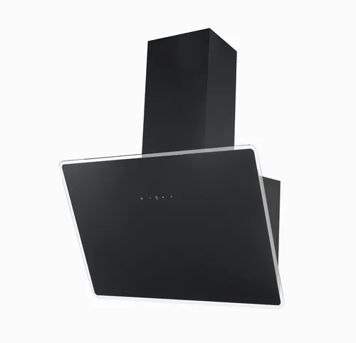 Respekta Dunstabzugshaube 60 cm - Kopffreie Schräghaube in Schwarz mit LED - Dunstabzugshaube in Energieeffizienzklasse A++, mit leistungsstarker Abluft von bis zu 490,6 m³/h, elegantem Glasdesign und pflegeleichtem Metallgehäuse.