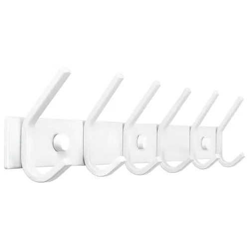 TOJ Living Wandgarderobe - 46CM - 12 Haken - Kleiderhaken - Garderobenhaken - Kleiderhaken wand - Garderobe weiß - Garderobenstange wandmontage - Wandhaken garderobe - Edelstahl - Weiß