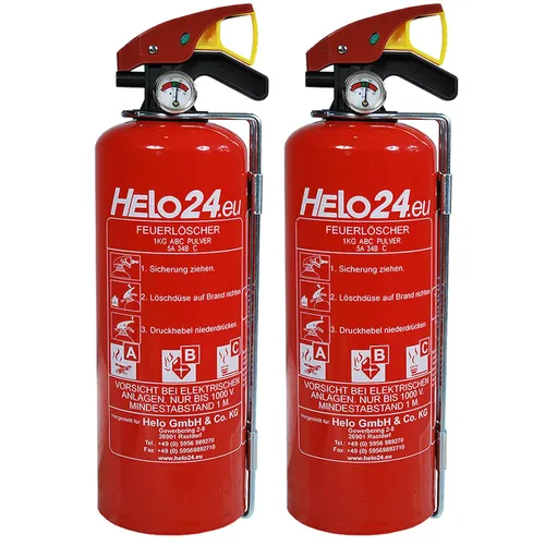 Feuerlöscher Pulverlöscher Autofeuerlöscher KFZ Auto Halterung 2x 1kg ABC 1LE B1