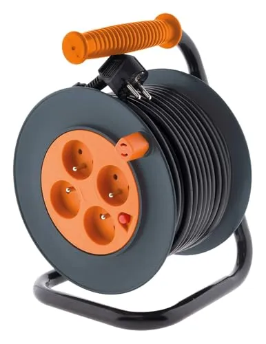 Zenitech 192577 Verlängerungskabel mit Aufrollvorrichtung, 20 m, H05VV-F,