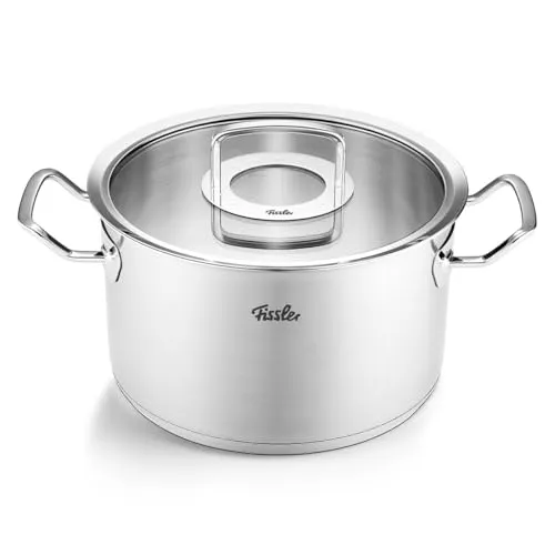 Fissler Original-Profi Collection Edelstahl-Kochtopf Ø 24 cm - Hochwertiger Kochtopf aus 18/10 Edelstahl, geeignet für alle Herdarten inklusive Induktion. Mit Glas-Deckel und optimaler Wärmeverteilung für perfektes Kochen.
