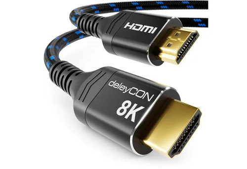 7,5m 8K HDMI 2.1 Kabel für UHD 2160p - HiFi-Kabel mit 8K @ 60Hz und 4K @ 120Hz Unterstützung, ideal für gestochen scharfe Bilder und erstklassigen Sound dank vergoldeter Kontakte und robustem Nylonmantel.