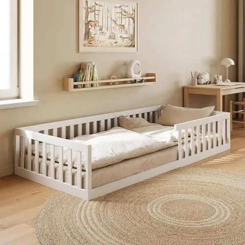 Kids Collective Kinderbett Bodenbett 90x200 cm mit Rausfallschutz